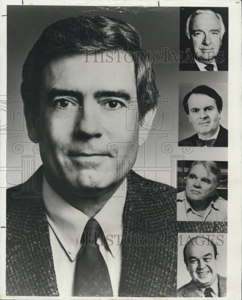 1988 Press Photo Dan Rather, Walter Cronkite,Charles Osgood, Andy Rooney - Historic Images