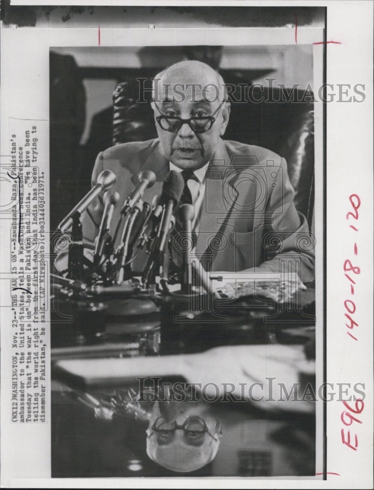 1971 Press Photo Pakistan's Ambassador to the U.S. Nawabzada Raza - Historic Images