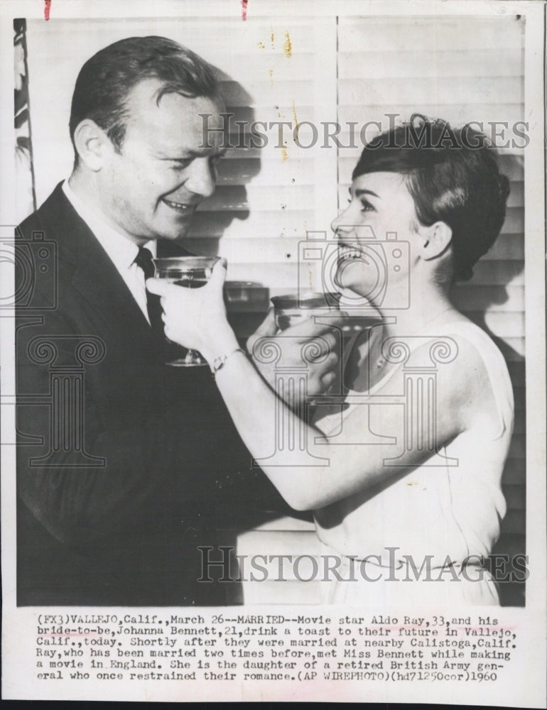 1960 Press Photo Actor Aldo Ray & his fiance Johanna Bennett - Historic Images