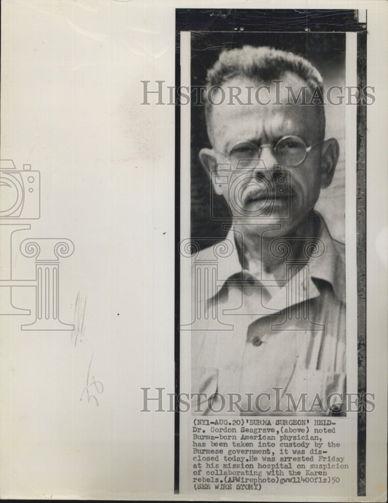 1950 Press Photo Dr.Gordon Seagrave noted Burma born physician arrested by the - Historic Images