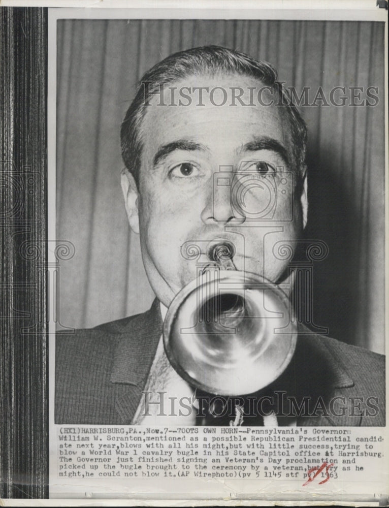 1963 Press Photo Pennsylvania Governor William W. Scranton - Historic Images