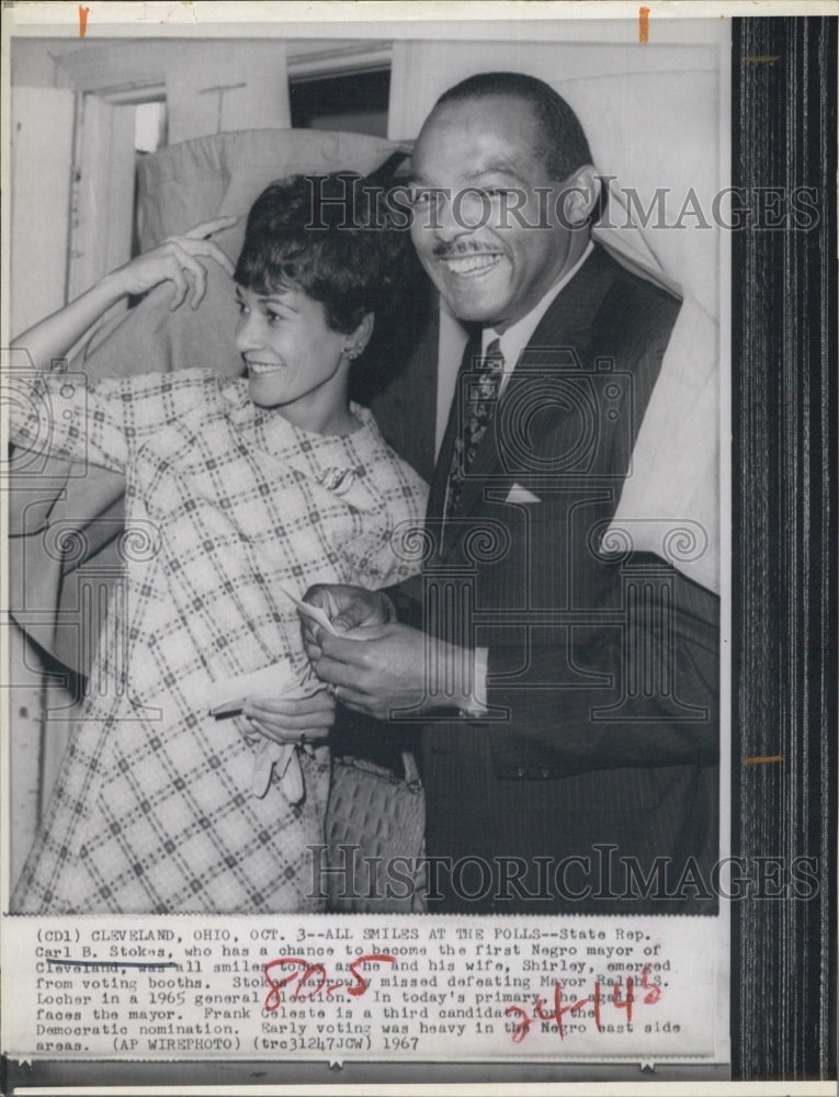 1967 Rep.Carl Stokes first negro mayor of Cleveland, with wife. - Historic Images