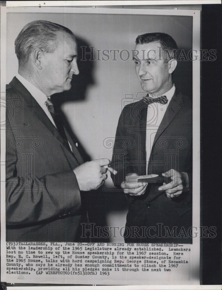 1963 Rep.E.C. Rowell(left) andRep.George Stone talks hard - Historic Images