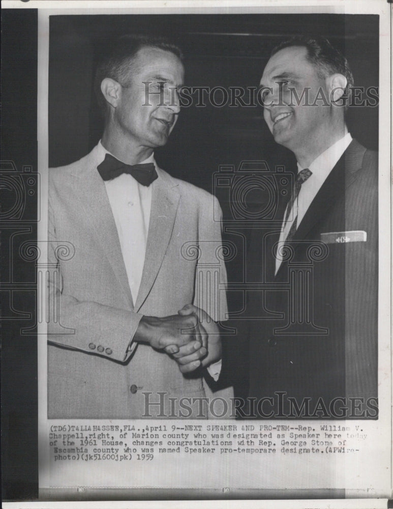 1959 Press Photo Rep.William Chapell (right) and Rep. George Stone - RSG78503 - Historic Images