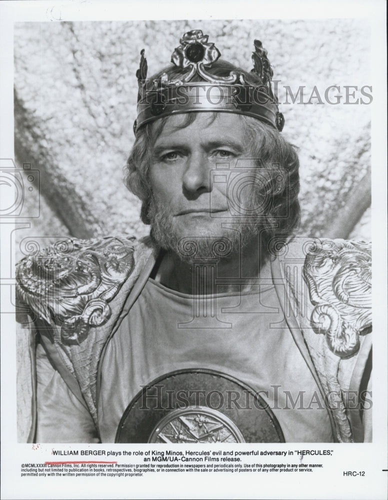 1983 Press Photo William Berger European Actor played as King Minos in Hercules. - Historic Images