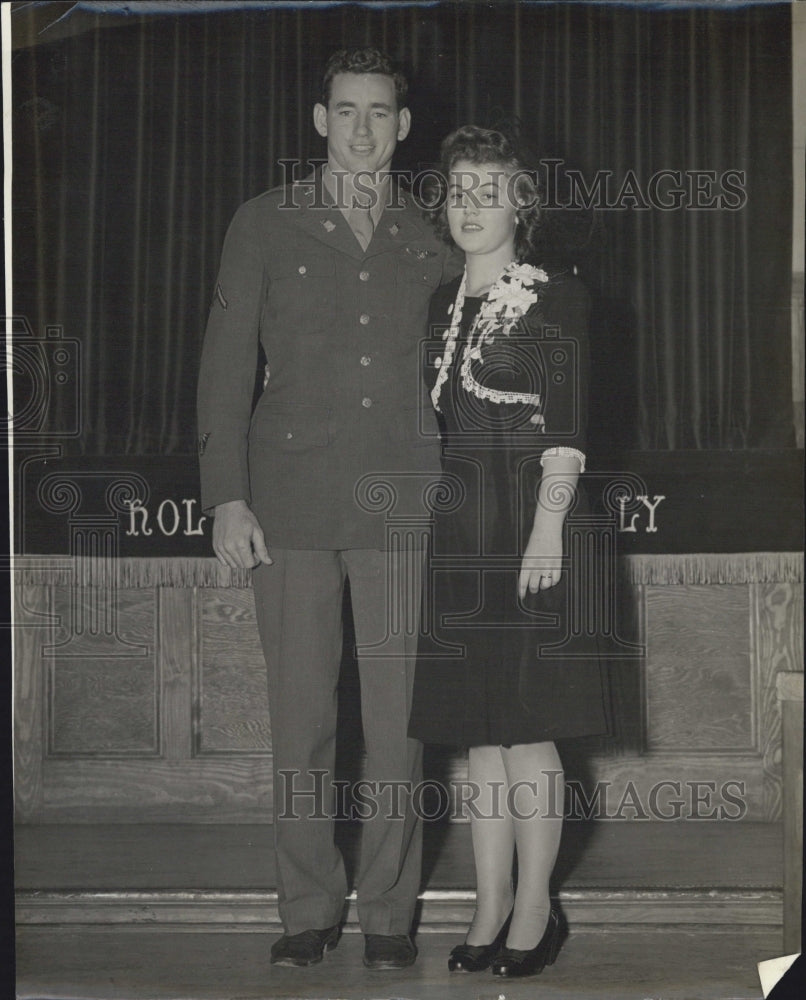 1945 Pfc. Charles T. Woolley and his wife Miss Willie Mae Armstrong - Historic Images