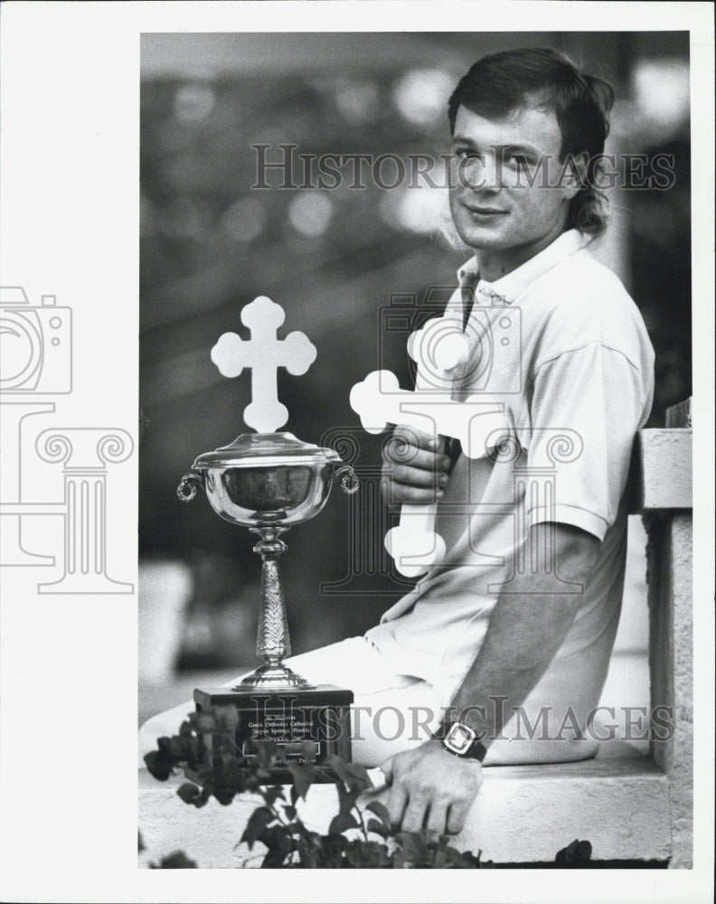 1990 Press Photo Trever Meyer Lucky Won Epiphany Cross First Try Tarpon Springs - Historic Images