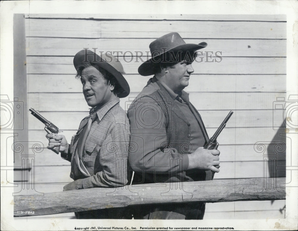 1941 Actors Leo Carrillo & Andy Devine in "Road Agent" Film - Historic Images