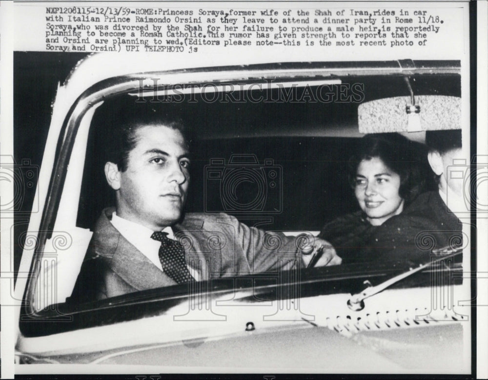 1959 Princess Soraya with Italian Prince Raimondo Orsini - Historic Images