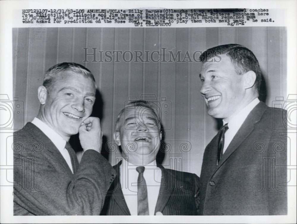 1963 UCLA Billy Barnes Pete Elliott Illinois Jim Owens Washington - Historic Images