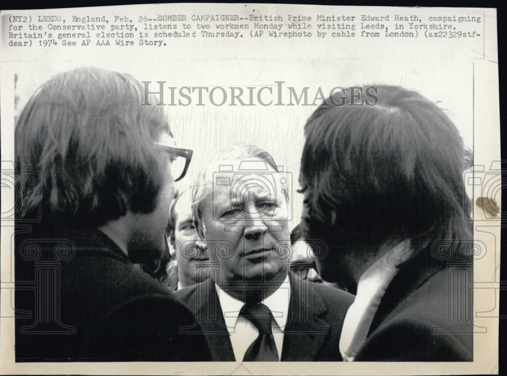 1974 Press Photo British Prime Minister Edward Heath Campaigns in Yorkshire - Historic Images