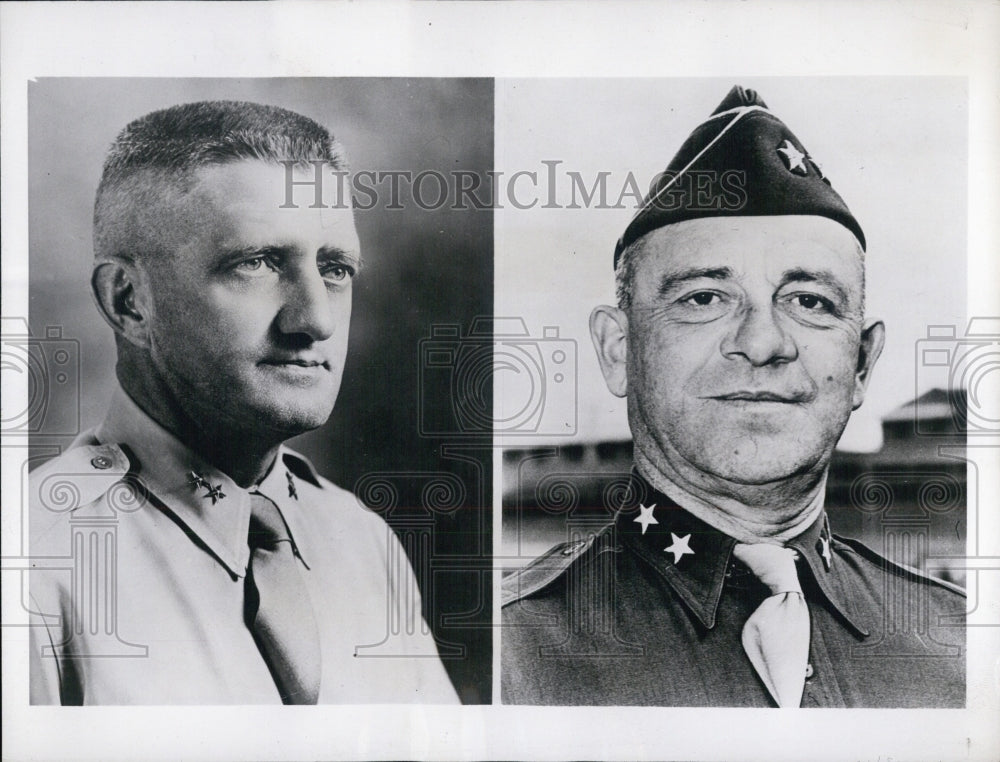 1944 Press Photo Major Generals Hodge and Bradley Leading Forces - Historic Images