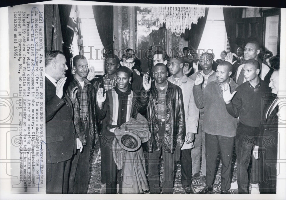 1965 First Job Corpsmen Sworn In By Mayor Theodore McKeldin - Historic Images