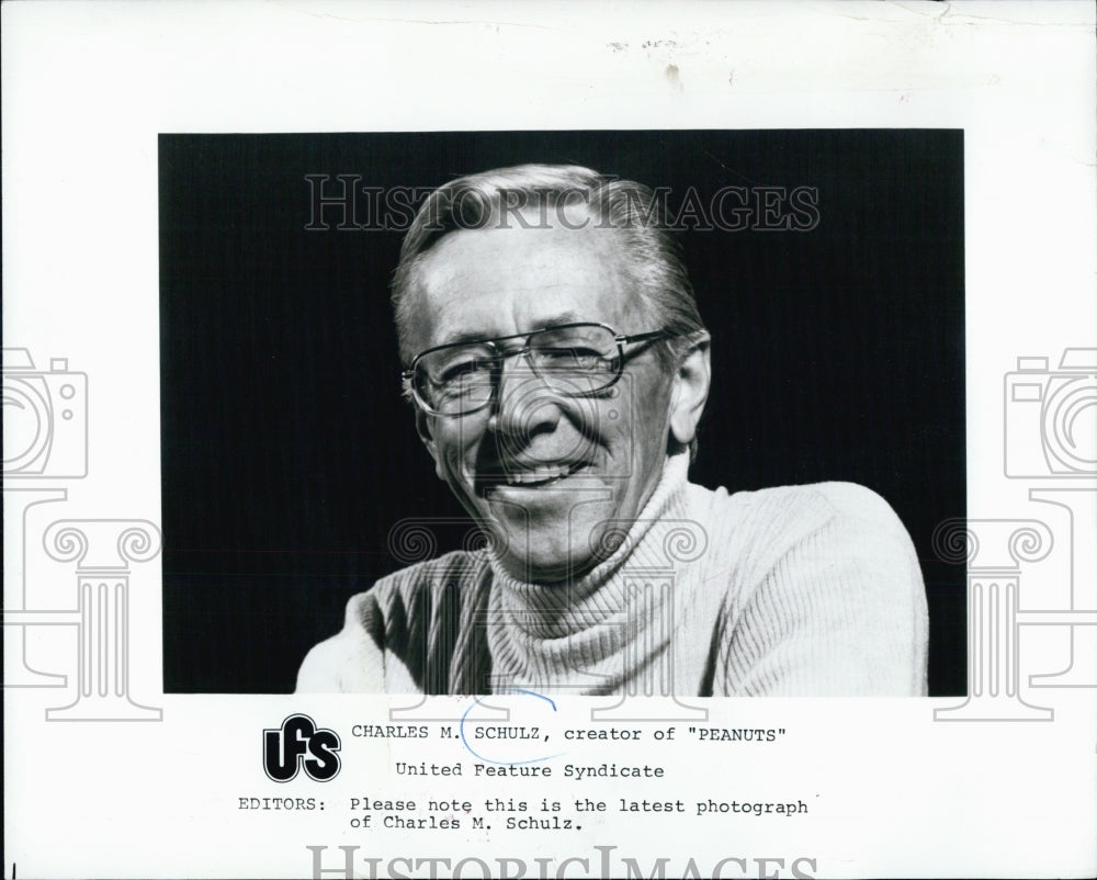 Press Photo Charles M. Schulz Creator &quot;Peanuts&quot; United Feature Syndicate - Historic Images