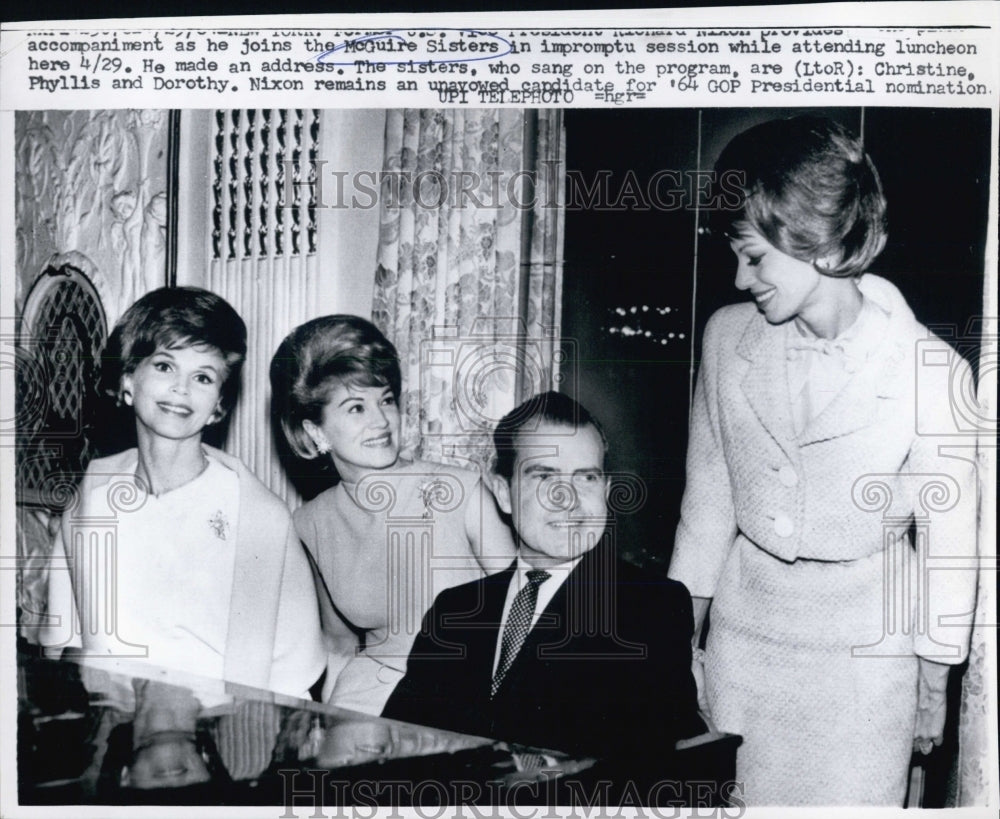 1964 Nixon McGuire Sisters Singing Group Christine,Phyllis,Dorothy - Historic Images