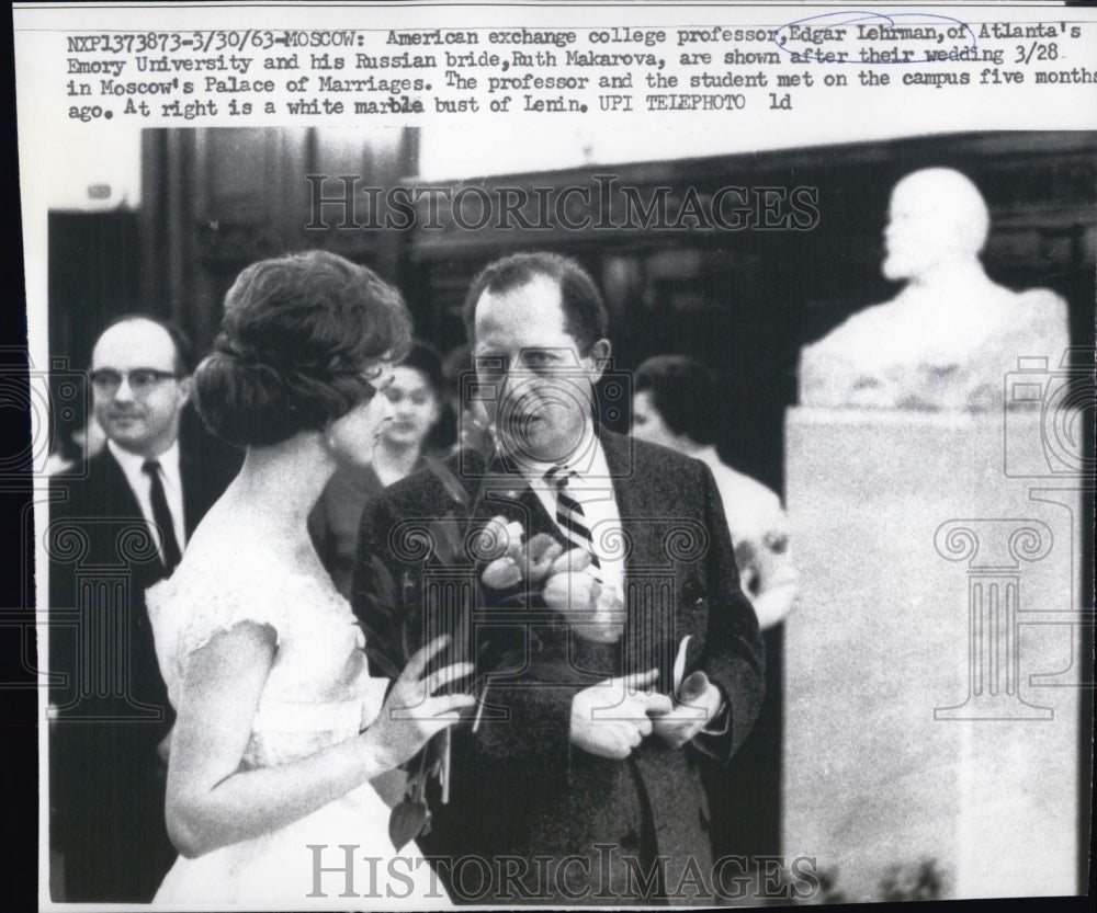 1963 American Exchange College Professor Edgar Lehrman & Bride - Historic Images