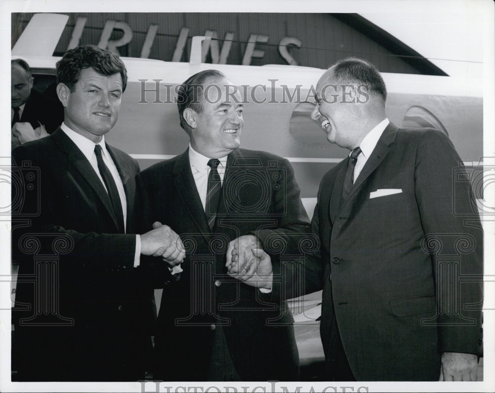 1967 Sen Ted Kennedy, VP Hubert Humphrey &amp; Clarke Ferguson in Boston - Historic Images