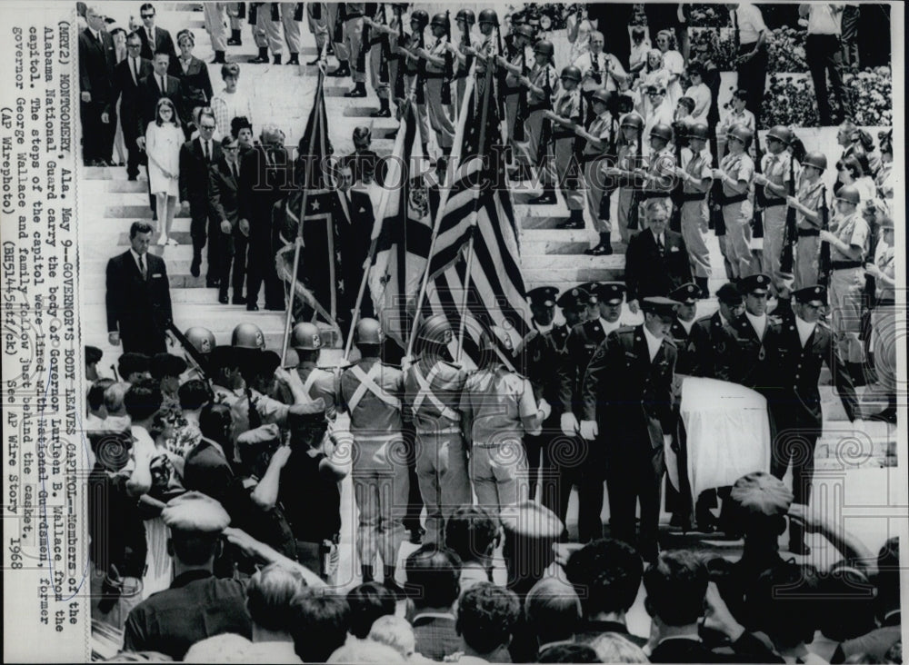 1968 Casket of Governor Lurleen B. Wallace carried by National Guard - Historic Images