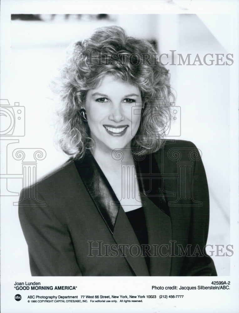 1990 Press Photo Joan Lunden, reporter on &quot;Good Morning America&quot; - Historic Images