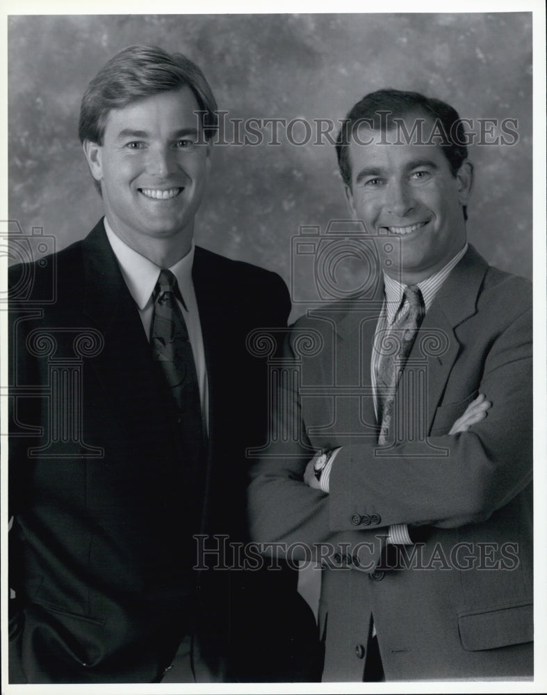 Press Photo Sports anchors Frank Mallicoat and Michael Barkann - Historic Images
