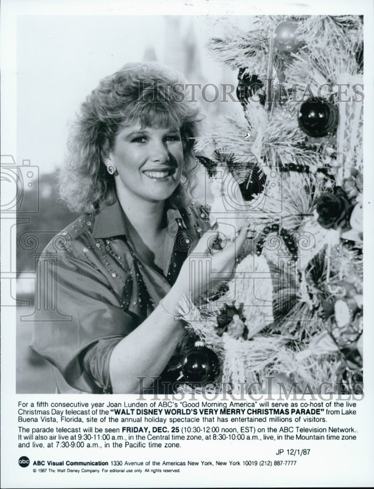 1987 Press Photo Joan Lunden Walt Disney World&#39;s Very Merry Christmas Parade ABC - Historic Images