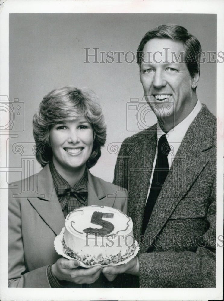 1980 Press Photo David Hartman and Joan Lunden, reporters on &quot;Good Morning Ameri - Historic Images