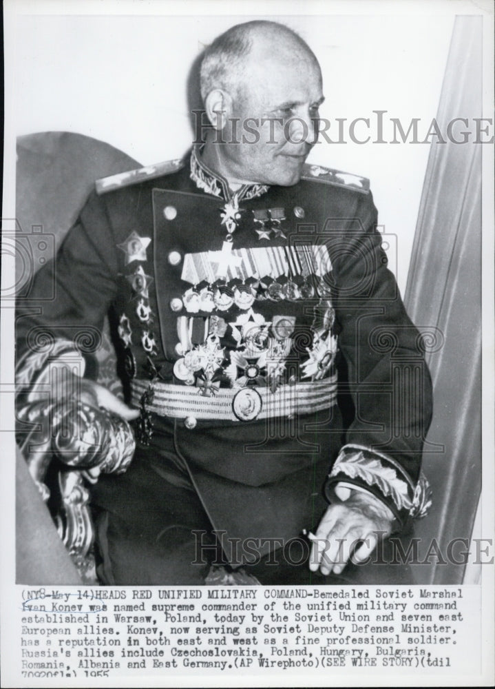 1955 Press Photo Ivan Konev, in uniform, posing for camera. - Historic Images