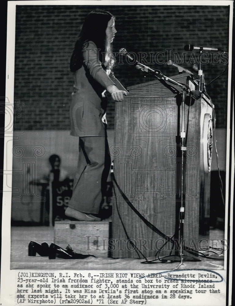 1971 Press Photo Bernadette Devlin, Irish Civil Rights Leader - Historic Images