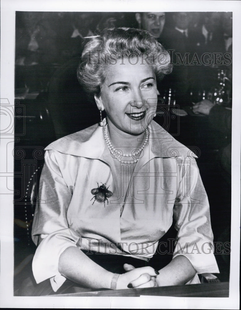 1952 Mrs. Olga Konow, smiling after talking to senate investigators. - Historic Images