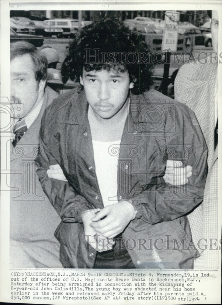 1974 Press Photo Eligio Fernandez after his arraingment in a kidnapping case - Historic Images