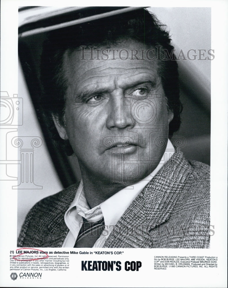 1990 Press Photo Lee Majors, Mike Gable, Keaton's Cop - Historic Images