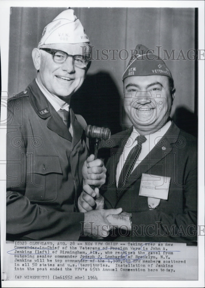 1964 Press Photo Commander Veterans Foreign Wars John Jenkins Joseph Lombardo - Historic Images