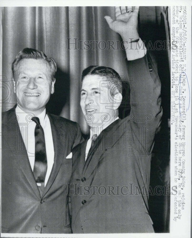 1963 Press Photo John P. Lomenzo Becomes Nelson Rockefeller's Sec. of State - Historic Images