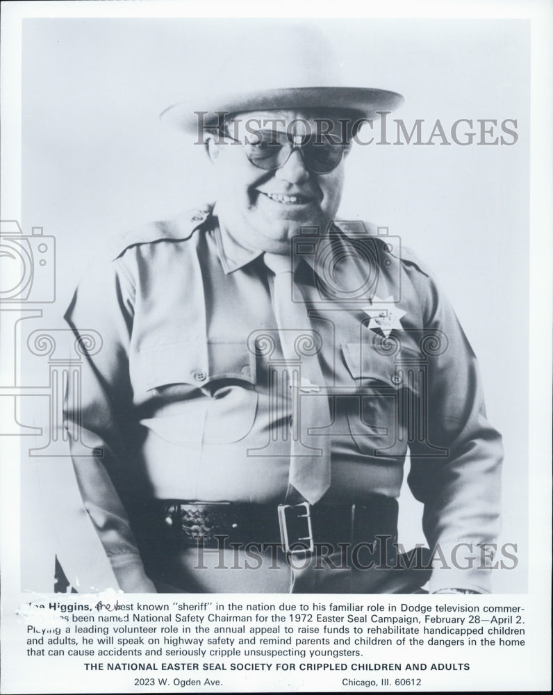 1972 Joe Higgins Sheriff in Dodge Comercials,Easter Seal Chairman - Historic Images