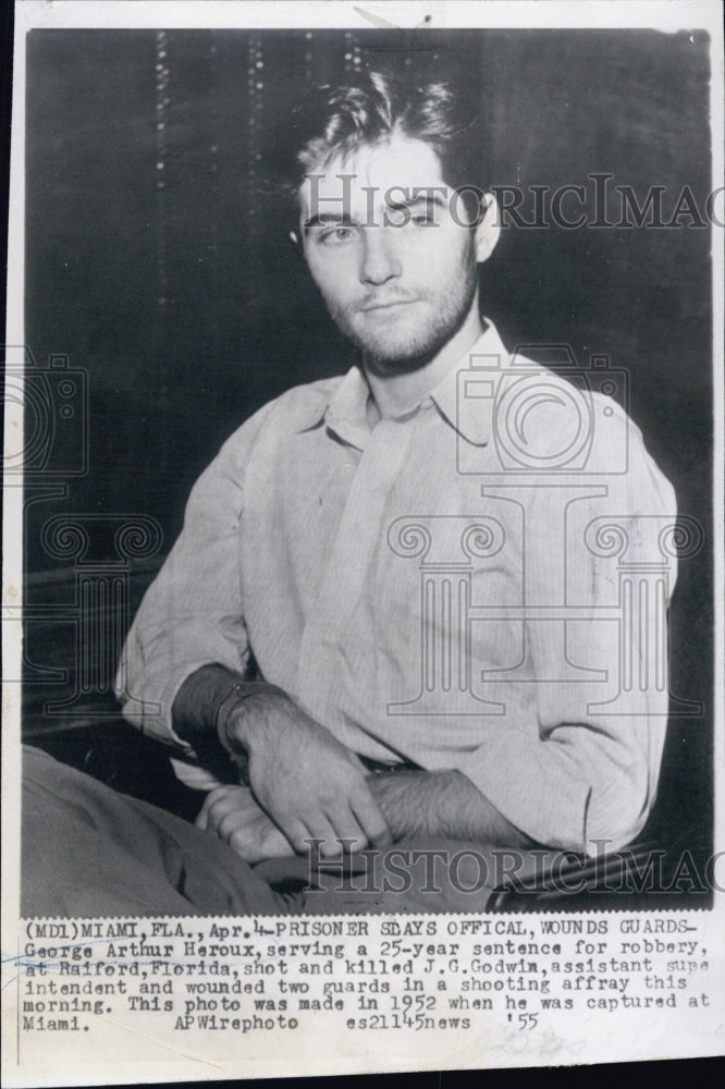 1955 Press Photo George Arthur Heroux Killed Assistant Superintendent JG Godwin - Historic Images