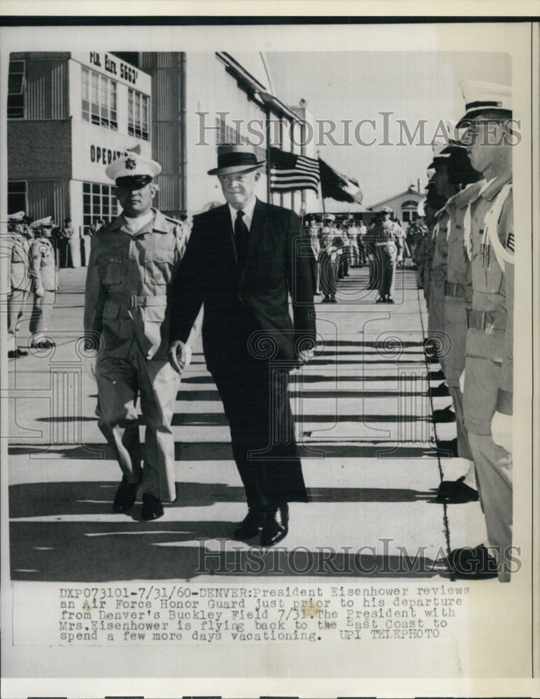 1960 President Eisenhower ,Air Force Honor Guard in Denver - Historic Images