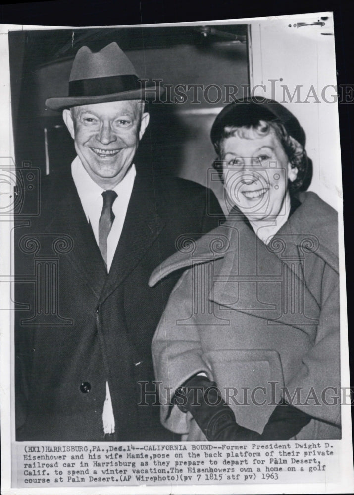 1963 Press Photo Pres Eisenhower wife Mamie on way to vacation - RSG84419 - Historic Images