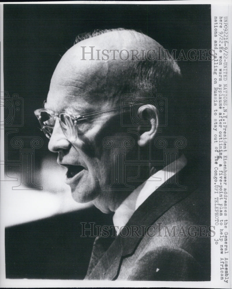 1960 Press Photo President Eisenhowert ,General Assembly of UN - Historic Images