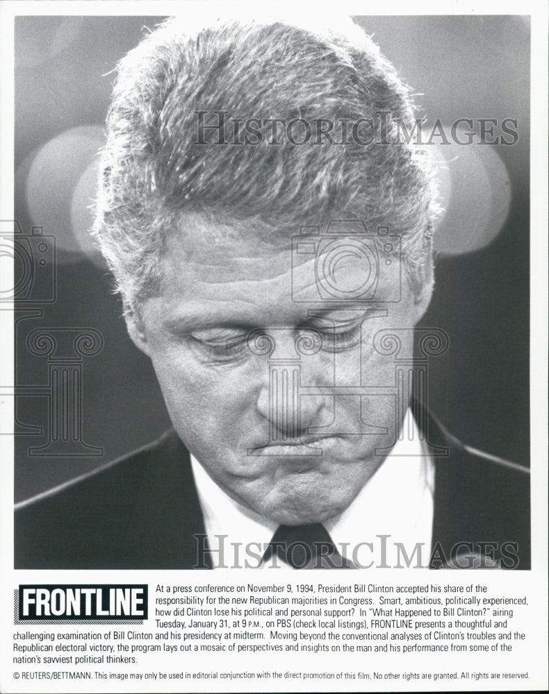 1994 Press Photo President Bill Clinton in Frontline Special "What Happened" - Historic Images