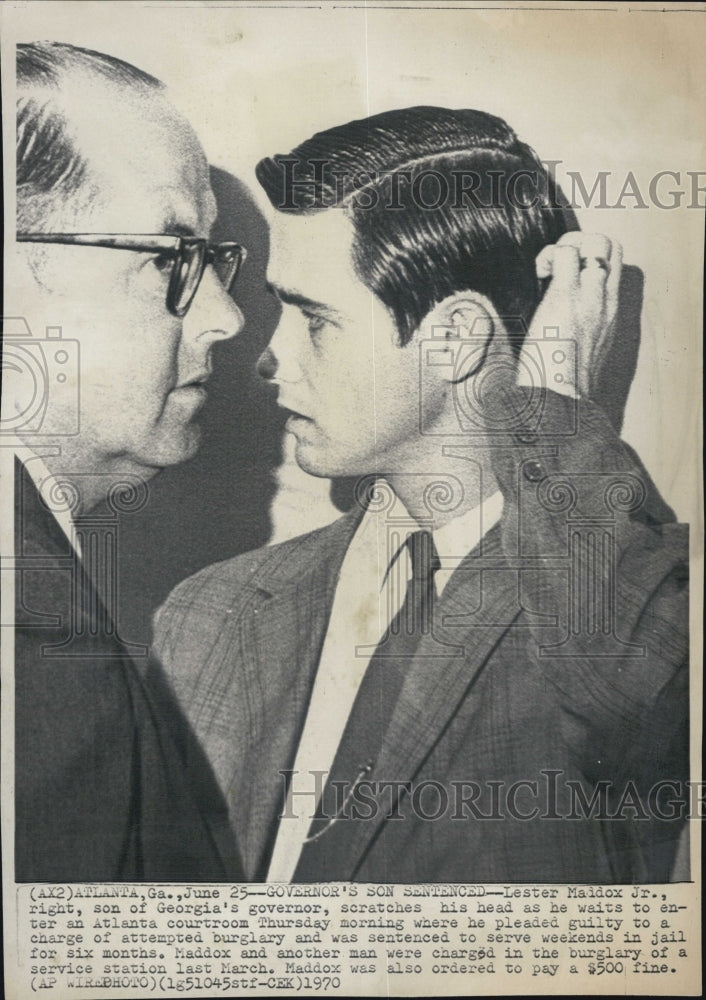 1970 Lester Maddox Jr., pleaded guilty of attempted burglary - Historic Images