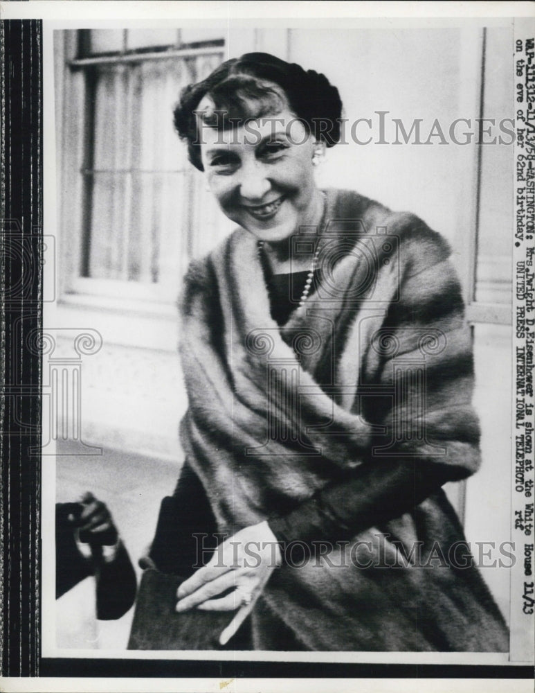 1958 Mrs. Dwight D. Eisenhower (Mamie) White House Eve Birthday - Historic Images