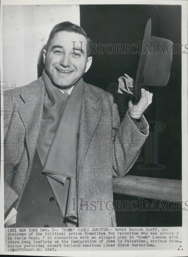 1947 Press Photo Rabbi Baruch Korff - Historic Images