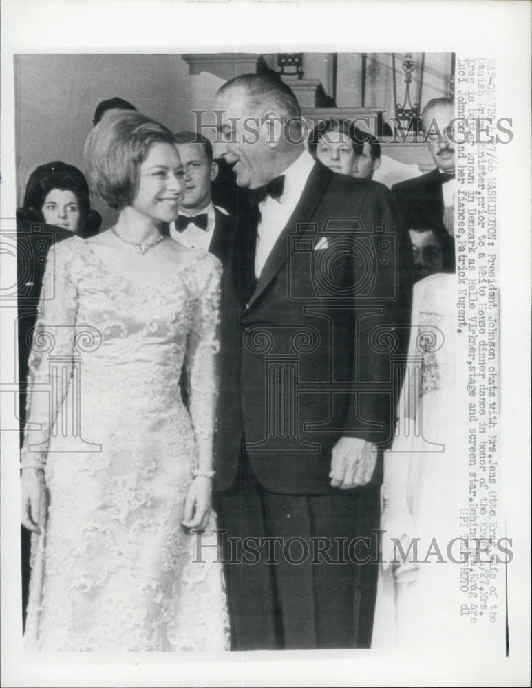 1966 President Johnson and Mrs. Jens Otto at the White House - Historic Images