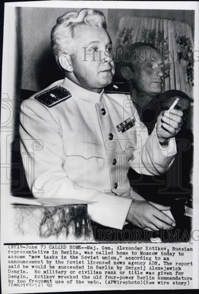 1950 Press Photo Russian Major General Alexander Kotikov - Historic Images