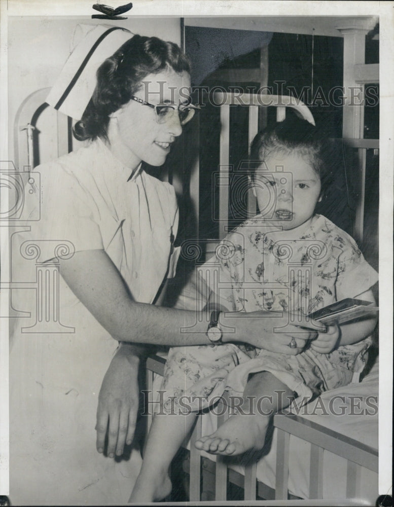 1957 Darleen Denno ,Nurse Helen B Sullivan,Hale Hospital,Eliz Denno-Historic Images