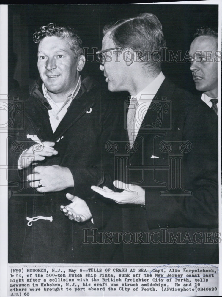 1963 Press Photo Capt. Alie Korpelshoek of Crashed Dutch Ship Pinta - Historic Images