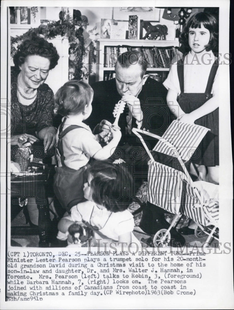 1963 PM Lester Pearson at home with family on Christmas day.-Historic Images