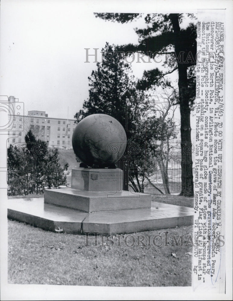 1963 Grave of Rear Adm. Robert Edwin Peary at Arlington - Historic Images