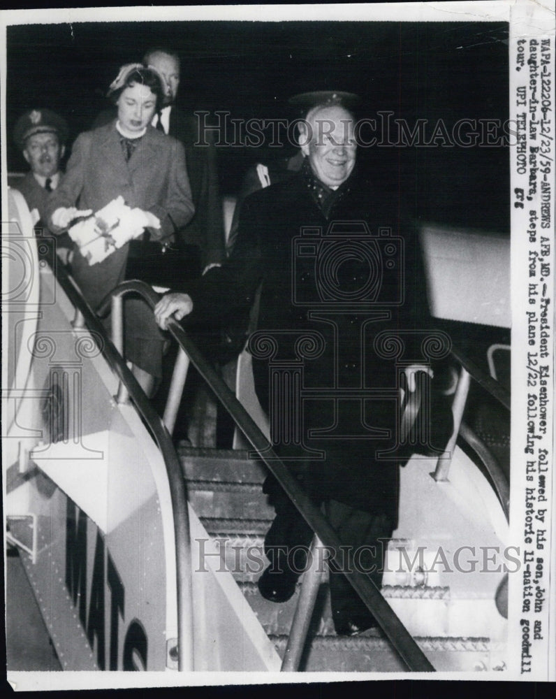 1959 Pres. Dwight D Eisenhower, son John and his wife Babara - Historic Images