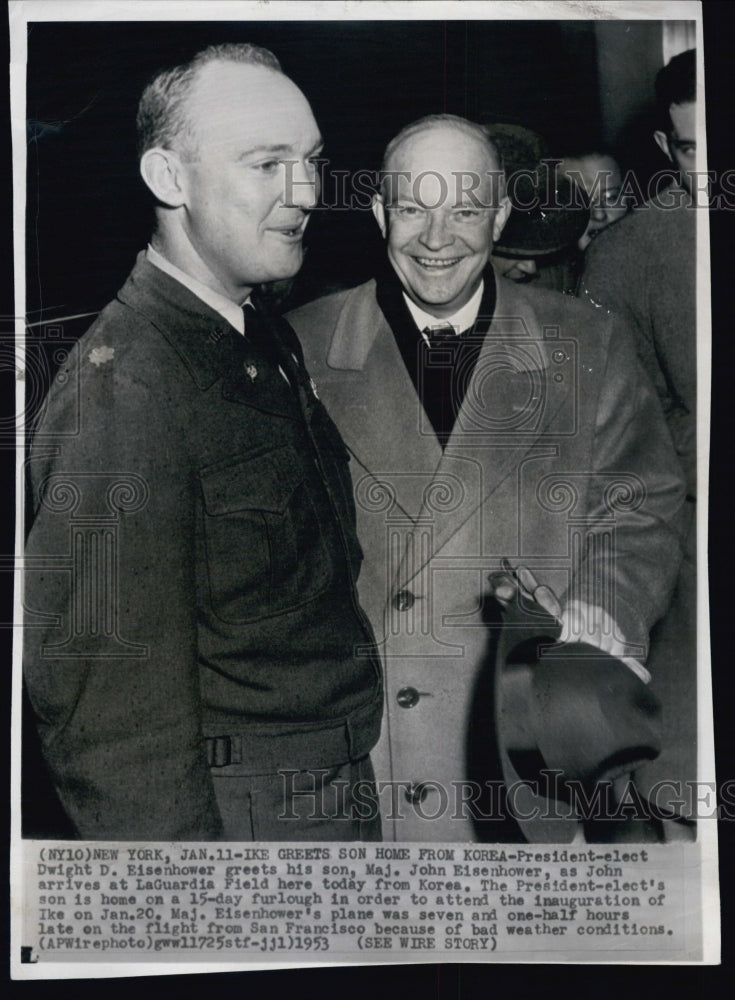 1953 President Dwight Eisenhower Son Major John LaGuardia - Historic Images